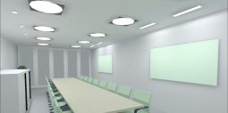 Proton Lighting: Tydlig 3D-visualisering visar belysning för konferensrum på rätt sätt.